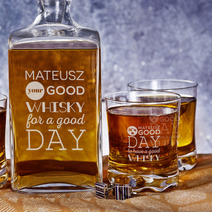 Good Day - Zestaw Grawerowana Karafka I Szklanki Do Whisky