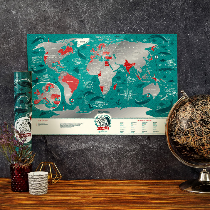WELTKARTE ZUM RUBBELN Travel Map™ Marine World