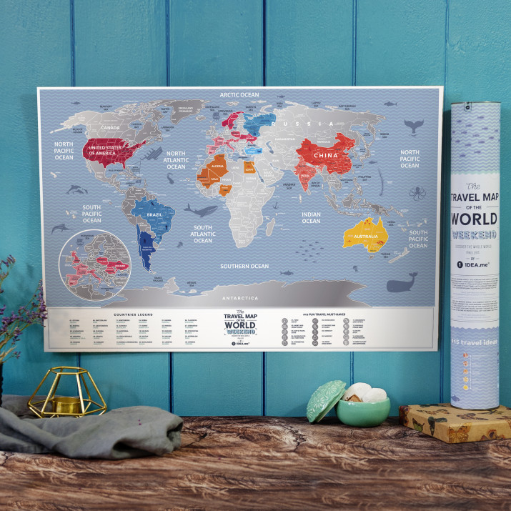 MAPA ZDRAPKA ŚWIAT Travel Map™ Weekend World