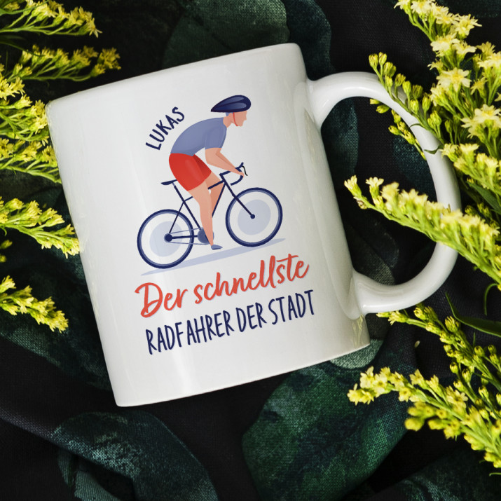 Schnellster Radfahrer - personalisierte Tasse