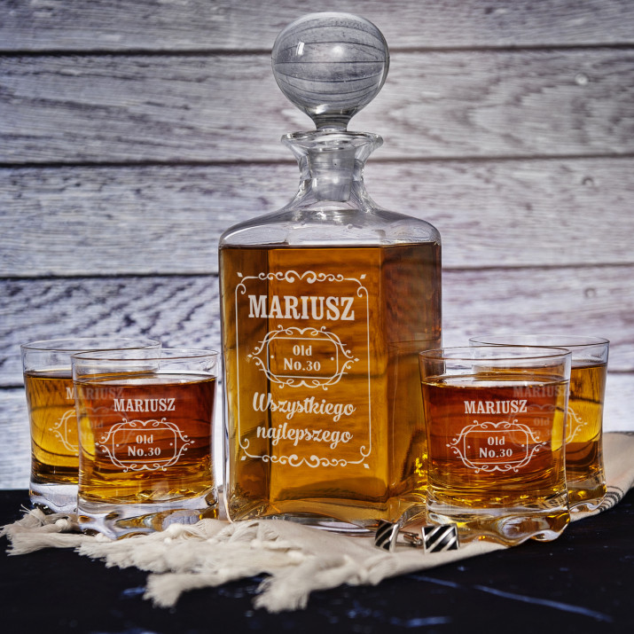 Old No Zestaw Grawerowana Karafka I Szklanki Do Whisky