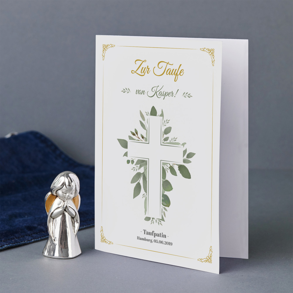 Heilige Taufe Blätter - Set: Engel und Glückwunschkarte