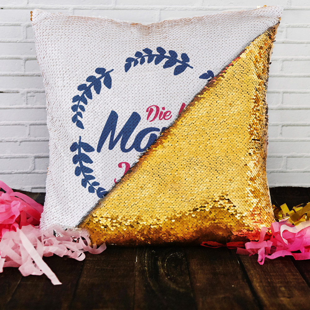 Beste Mama - Kissen mit Pailletten - GeschenkSpeziell.de